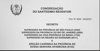 imagem da noticia ProvÃ­ncia de Aparecida Ã© erigida